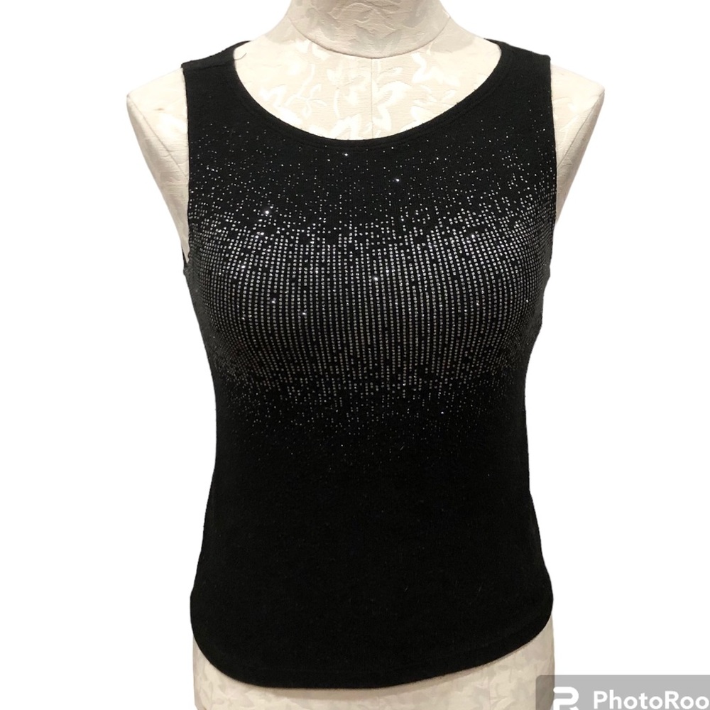 FANG Y2K Glitter Black Sleeveless New Years Top